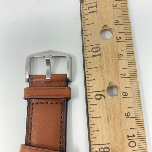 Fossil Minimalist Watch Men MISSING CROWN 44mm Silver Tone Blue Dial Leather - Picture 16 of 16